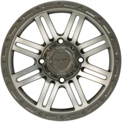 Falcon Ridge Wheel Glide SBL-8S 15x7, 4/137, 5+2, Silver And Gun Metal Gray Wheel